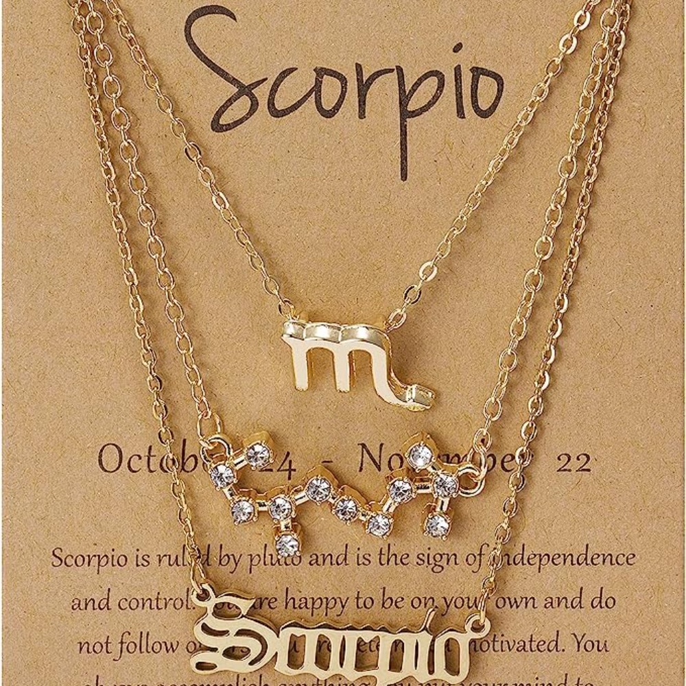 3pcs Gold Scorpio Zodiac Sign Necklace